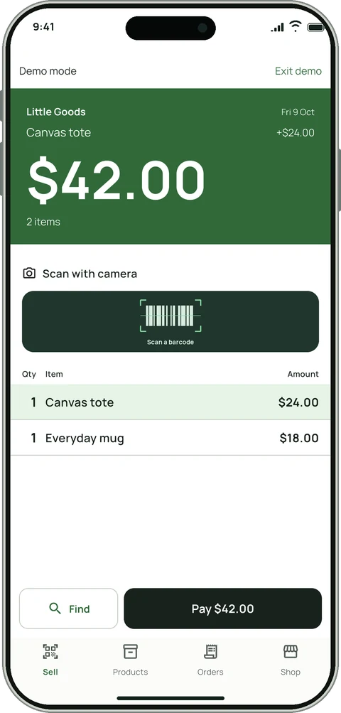 Pole Display counter with a green total display.